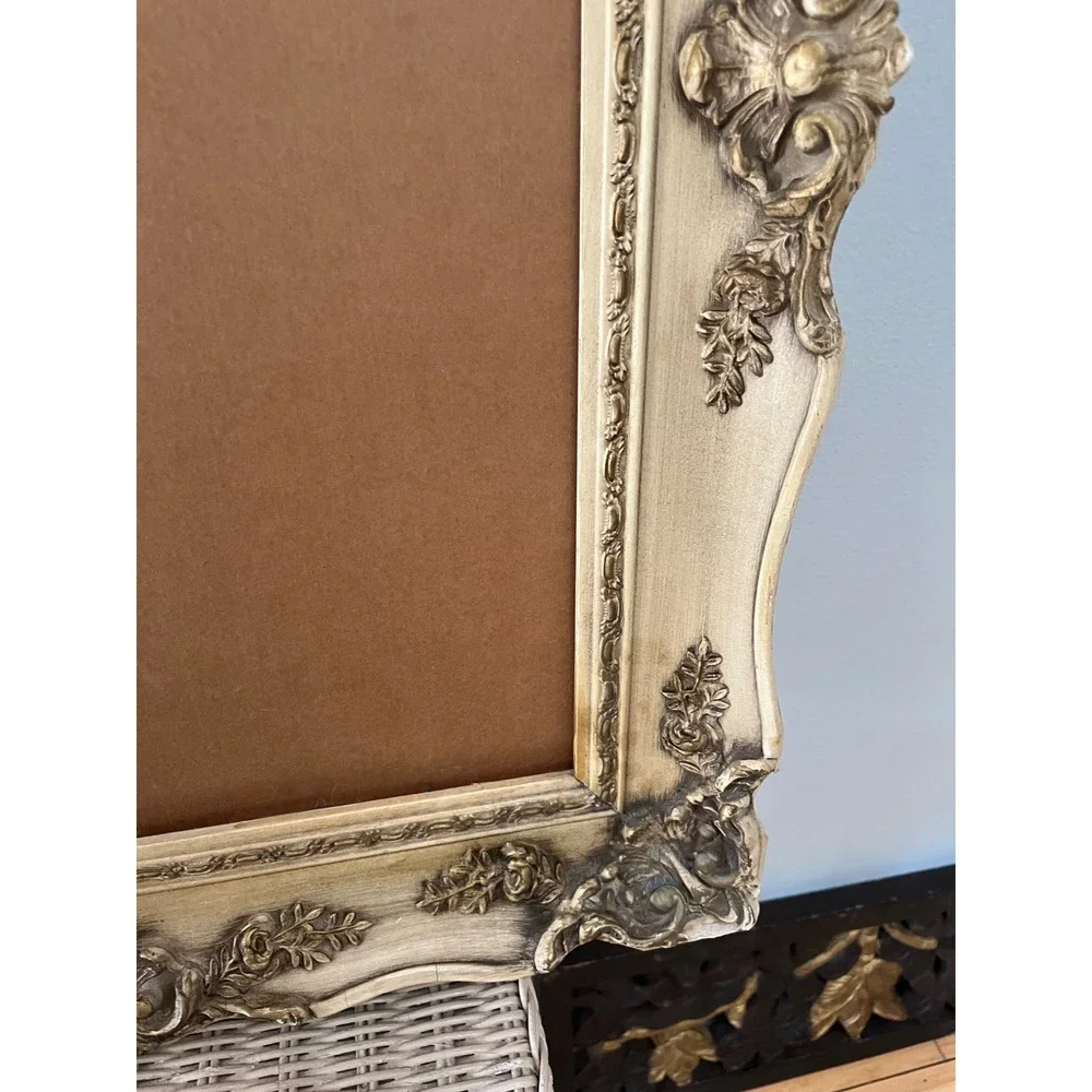 Vtg Rococo Style Wood Frame Distressed Baroque Scroll Shabby Chic Regency core